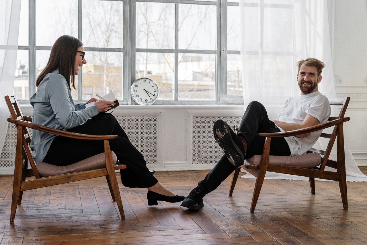 counselling, laughing couple